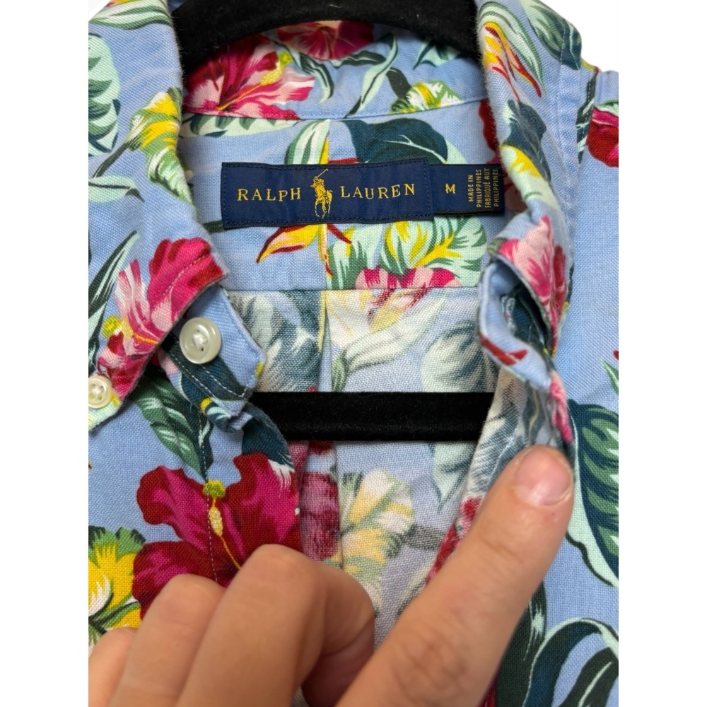 Ralph Lauren Men's Hawaiian Floral Short Sleeve Button Up Shirt Pony Medium - Picture 3 of 5